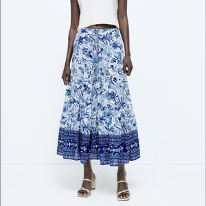 Zara Patterned Midi Skirt